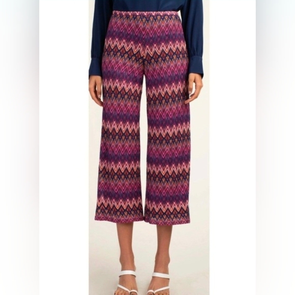 Trina Turk Pants - Trina Turk Penelope Knit Wide-Leg Crop Pants Medium